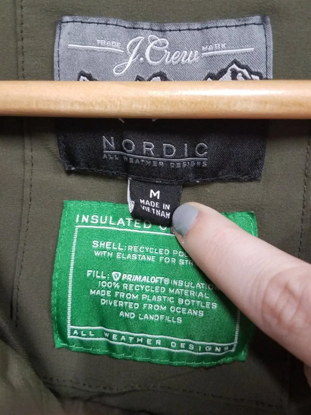 J.Crew Eco Nordic Shirt Jacket with PrimaLoft® Green Mens Medium Insulated BB040